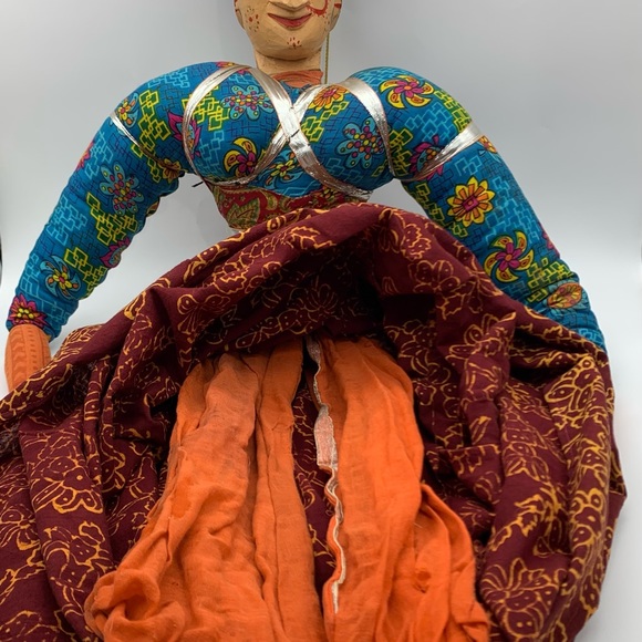 Large Vintage Traditional Rayasthani Kathputli Folk Art Indian Puppet Doll 43” - Picture 7 of 7
